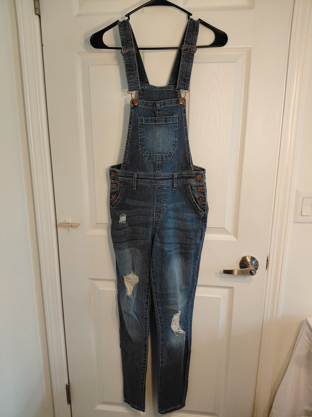 True Craft Distressed Blue Denim Overalls